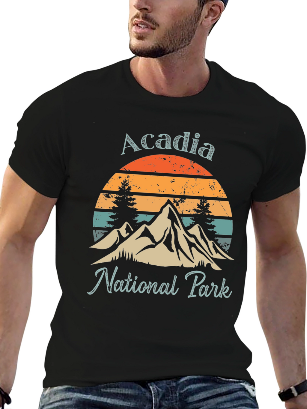 Acadia National Park Graphic Tee - Retro Mountain Design