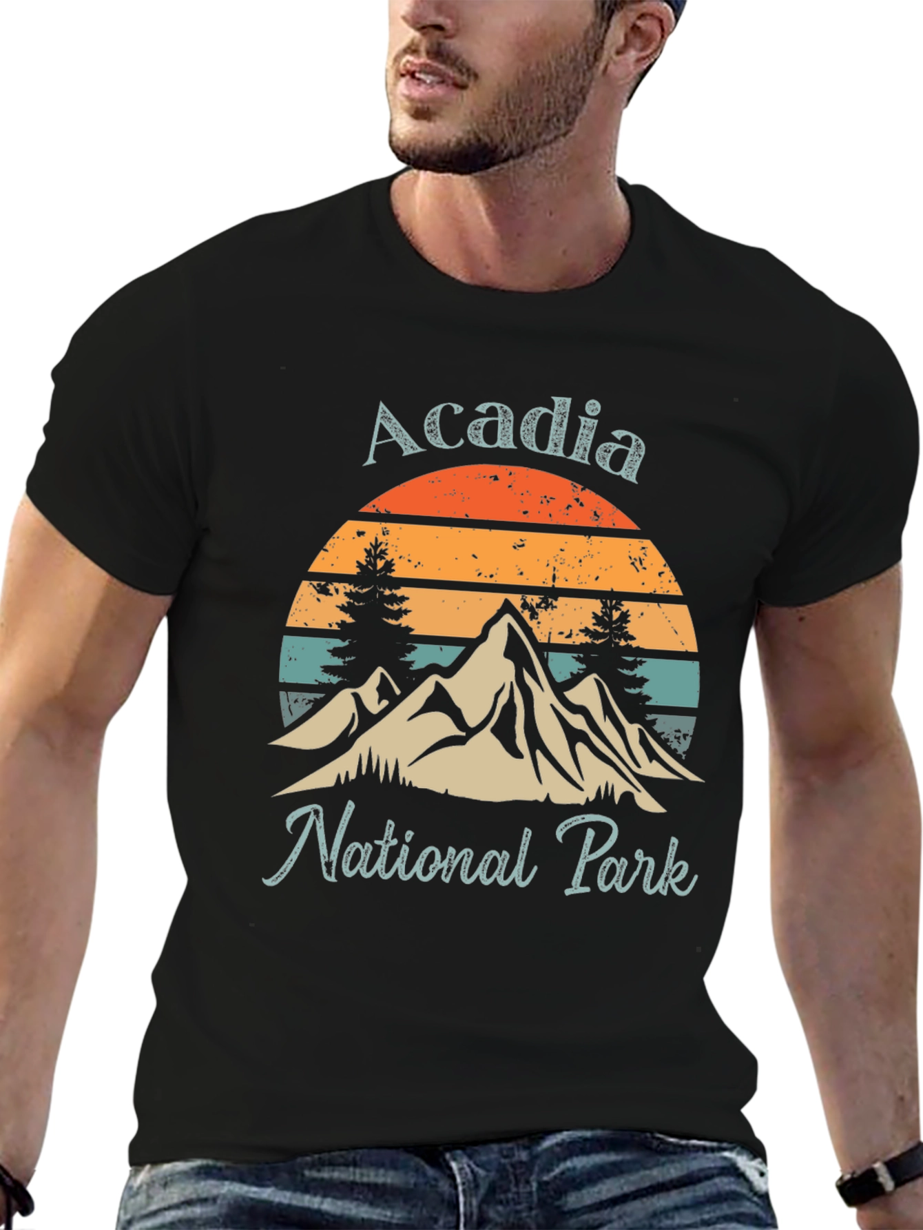 Acadia National Park Graphic Tee - Retro Mountain Design