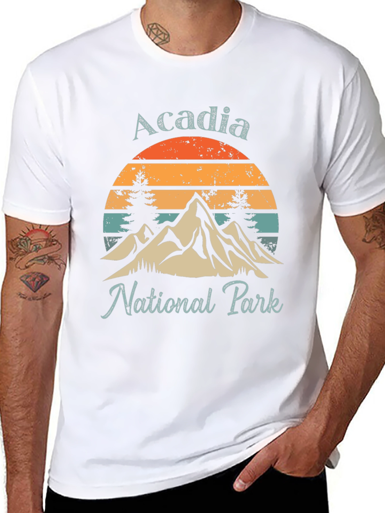 Acadia National Park Graphic Tee - Retro Mountain Design