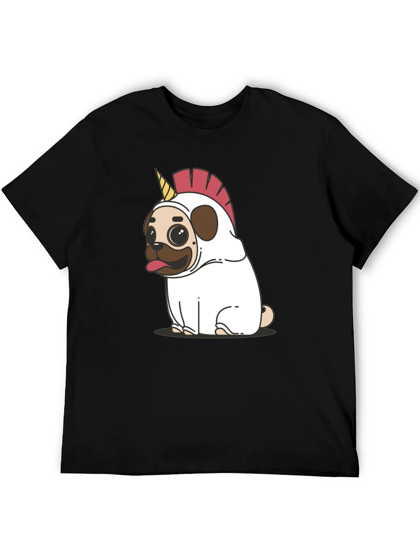 Pug Unicorn Costume Black T-Shirt