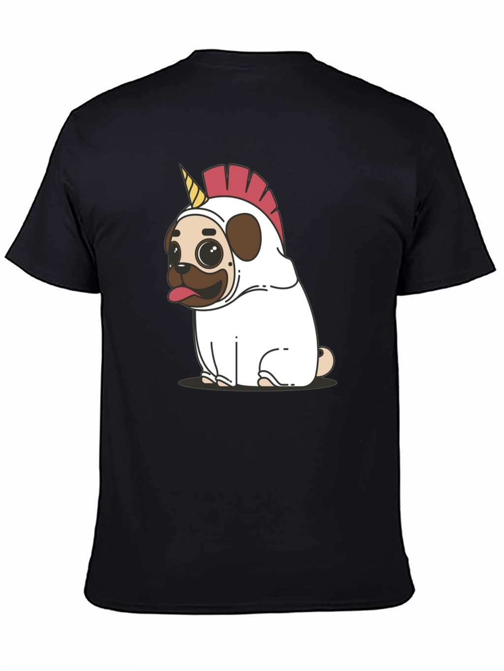 Pug Unicorn Costume Black T-Shirt