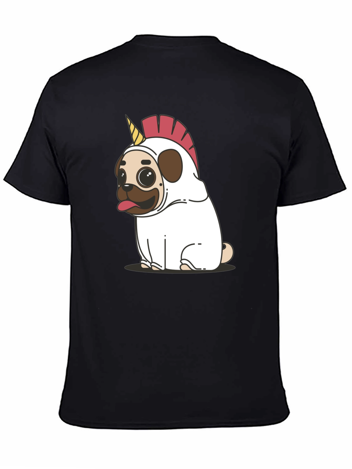 Pug Unicorn Costume Black T-Shirt