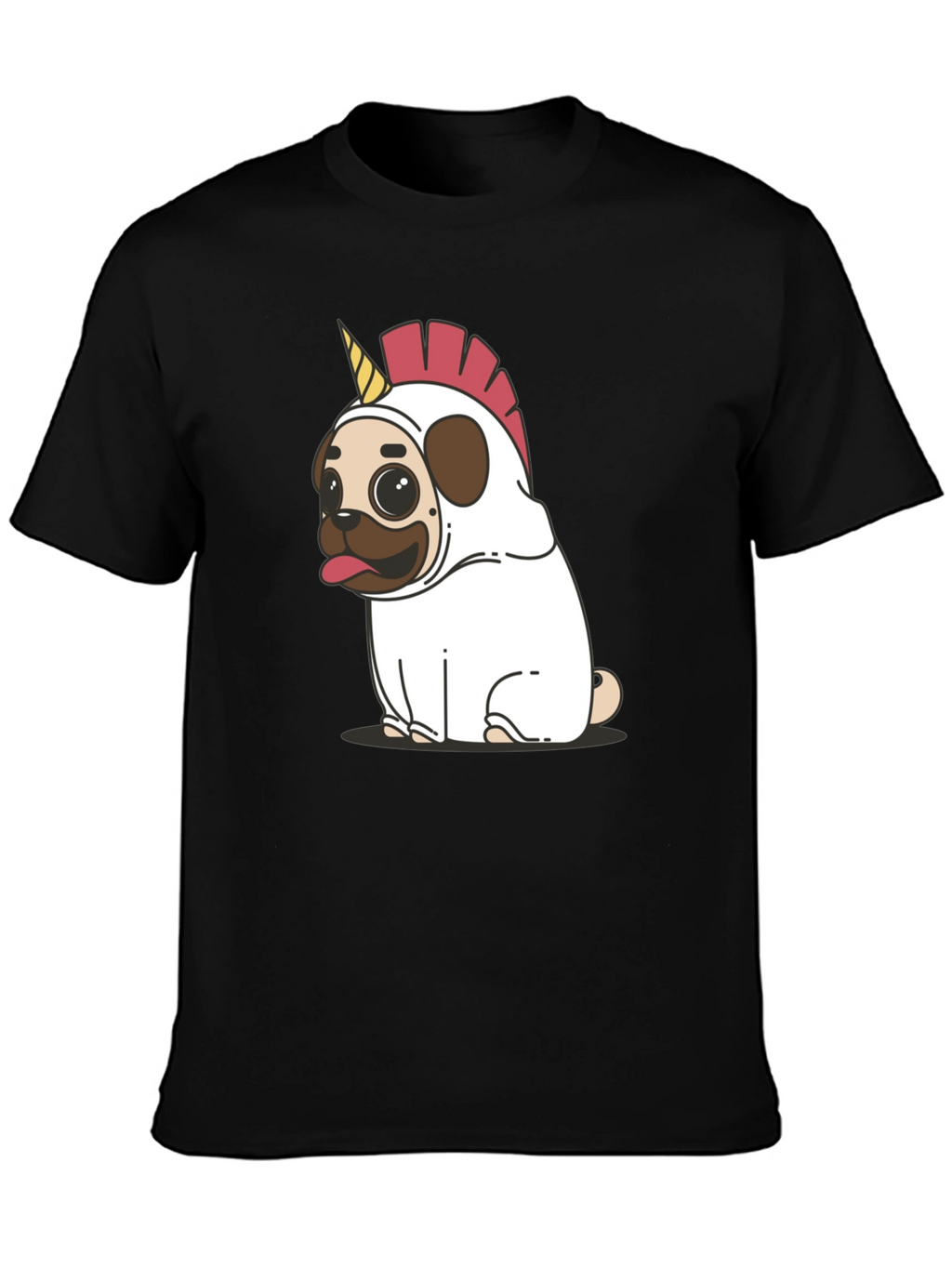 Pug Unicorn Costume Black T-Shirt