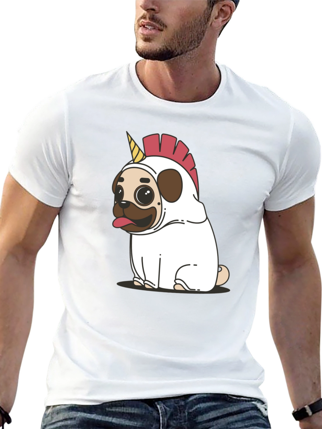 Pug Unicorn Costume Black T-Shirt