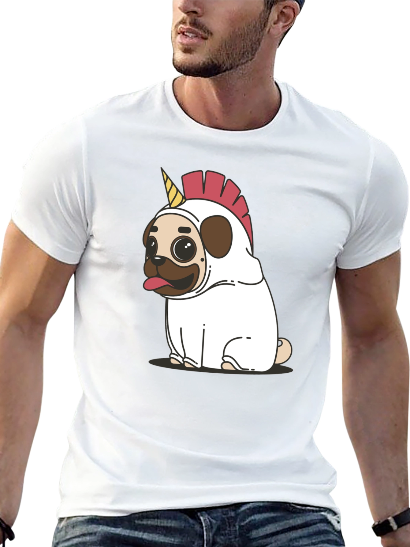 Pug Unicorn Costume Black T-Shirt