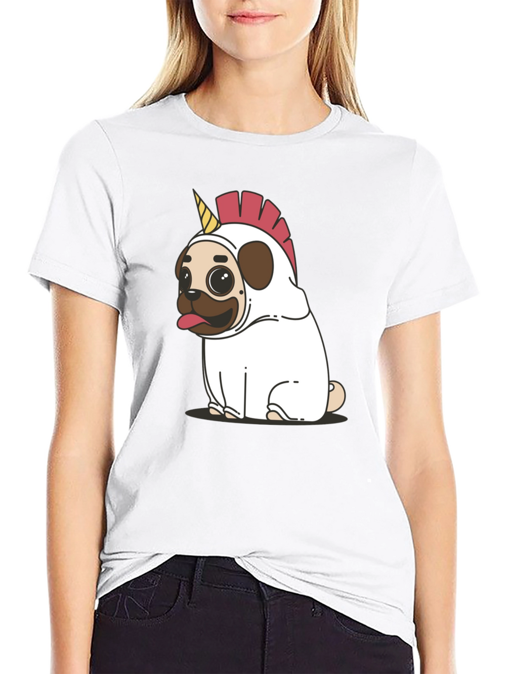 Pug Unicorn Costume Black T-Shirt