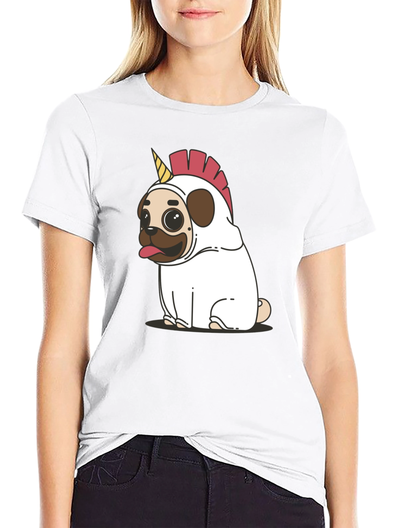 Pug Unicorn Costume Black T-Shirt