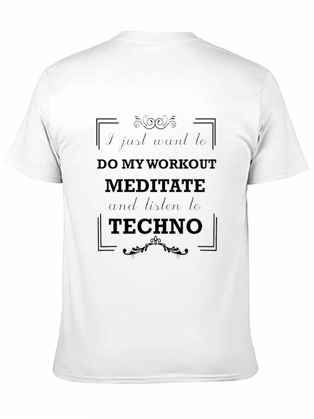 Workout Meditate Techno Black Graphic T-Shirt