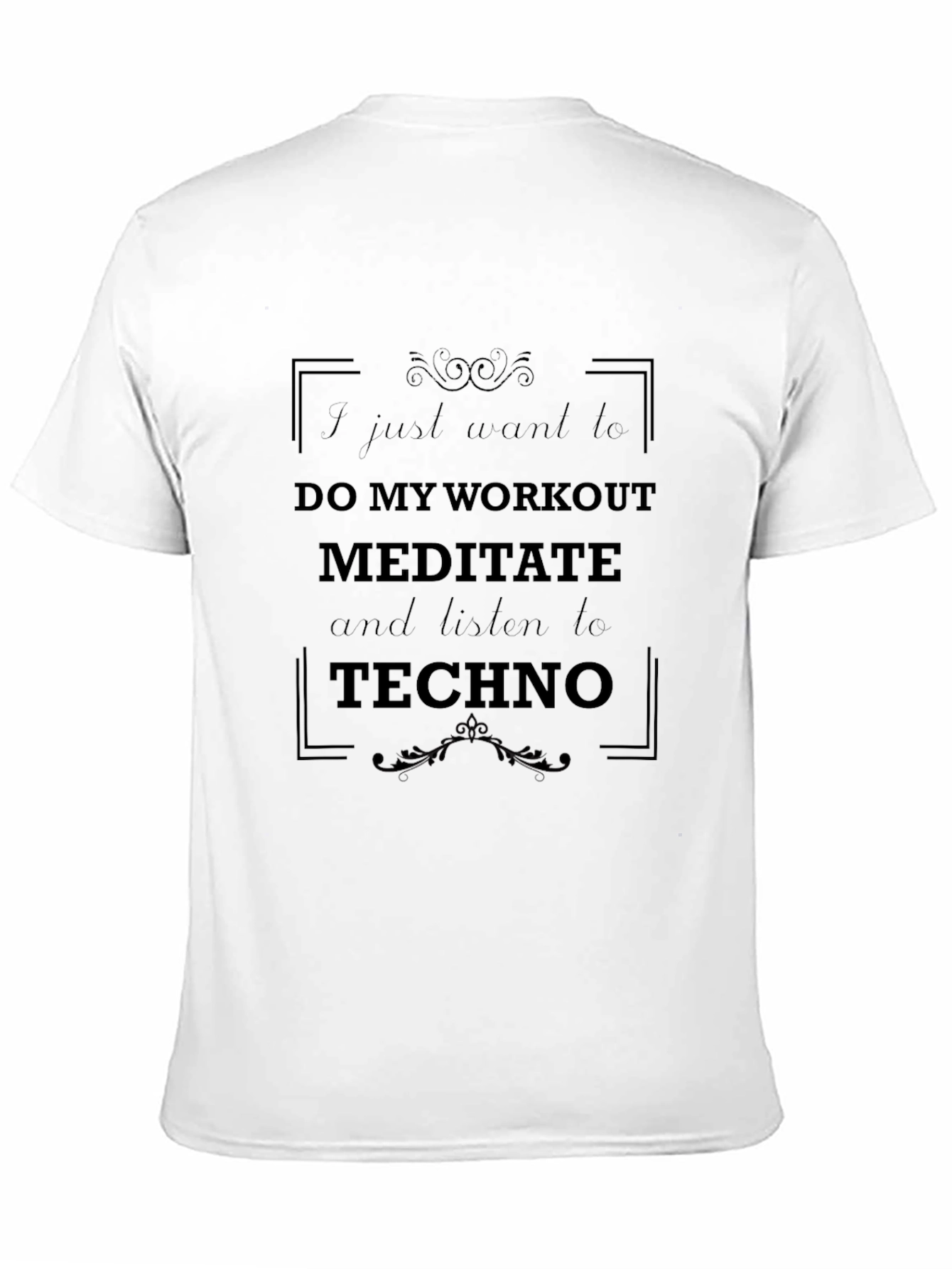 Workout Meditate Techno Black Graphic T-Shirt