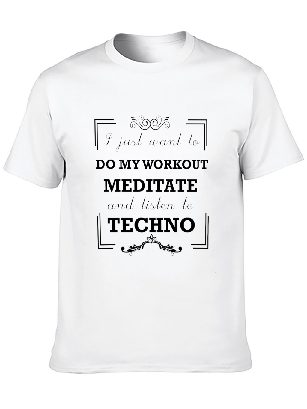 Workout Meditate Techno Black Graphic T-Shirt