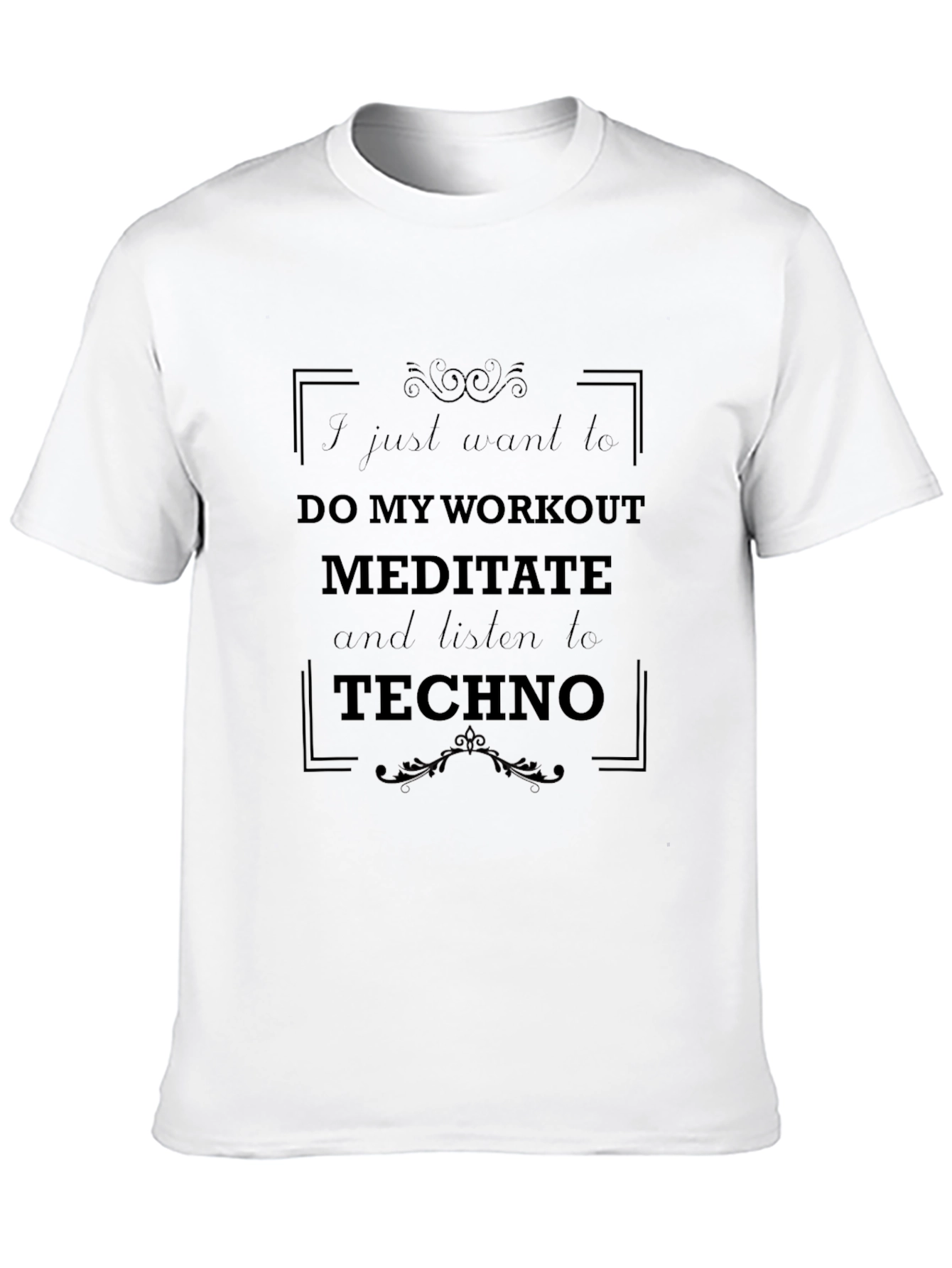 Workout Meditate Techno Black Graphic T-Shirt