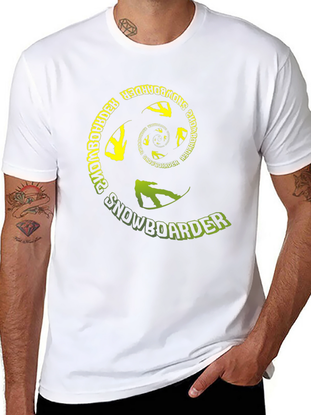Snowboarder Spiral Graphic T-Shirt - Black