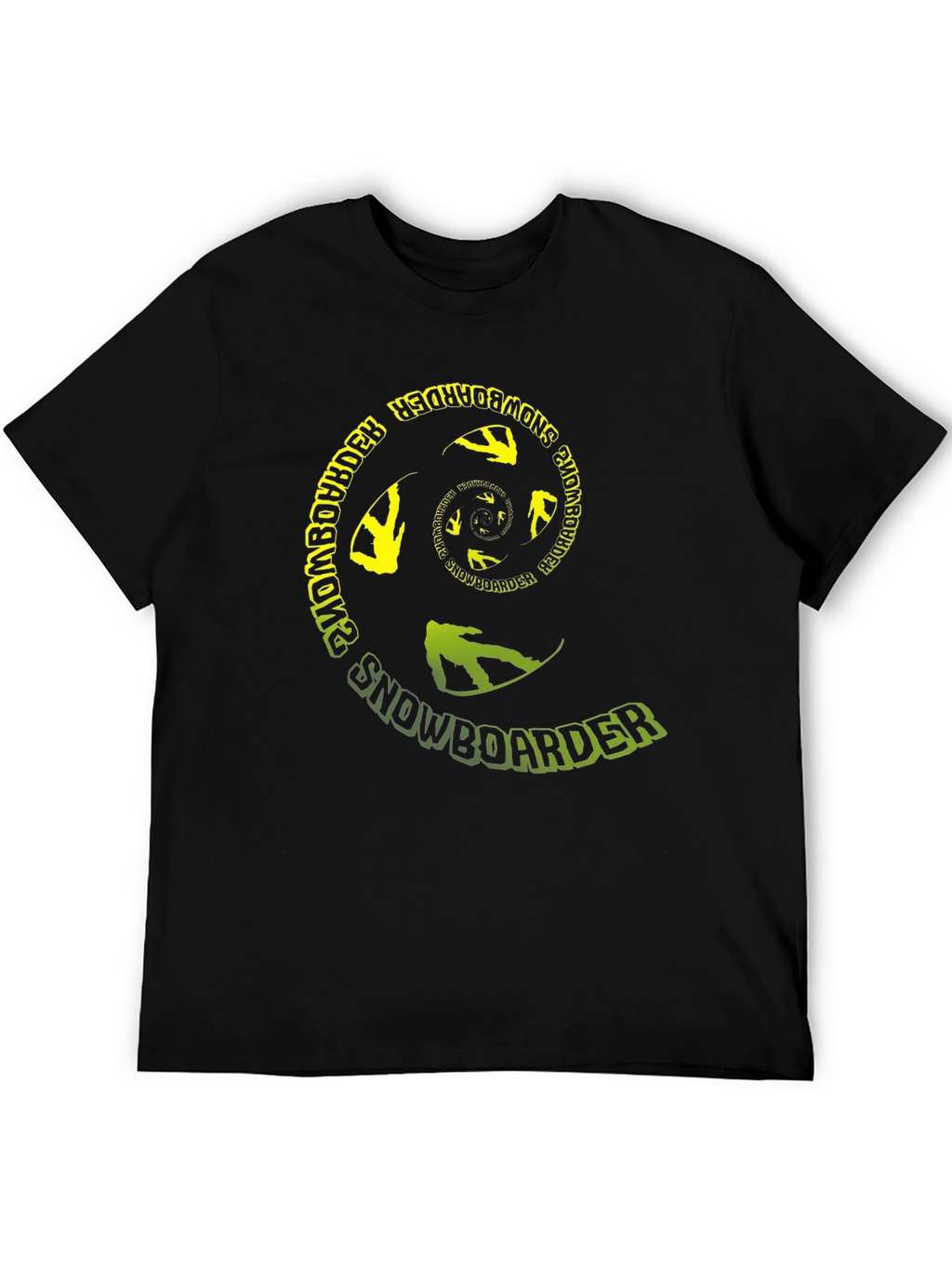 Snowboarder Spiral Graphic T-Shirt - Black