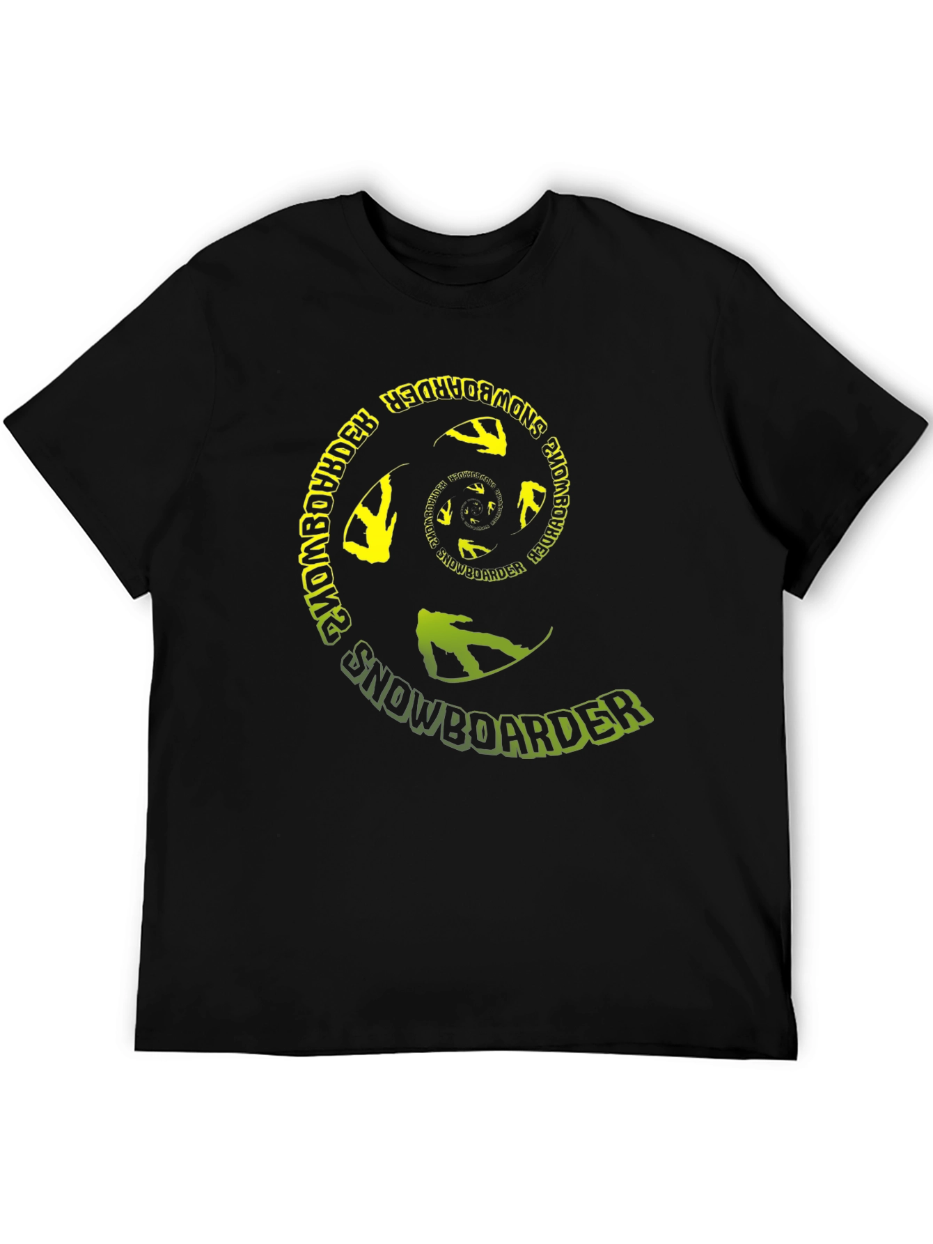 Snowboarder Spiral Graphic T-Shirt - Black