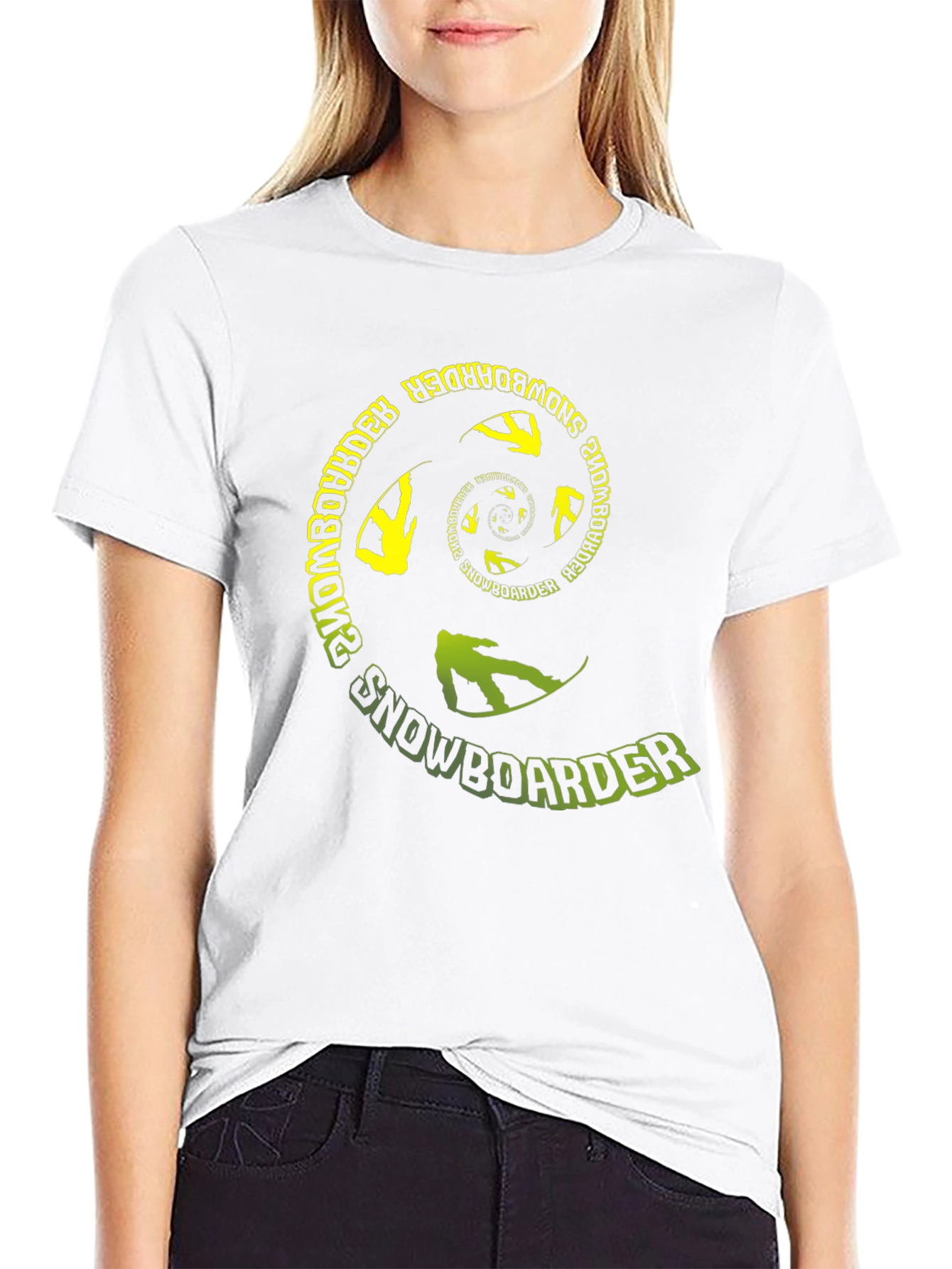 Snowboarder Spiral Graphic T-Shirt - Black