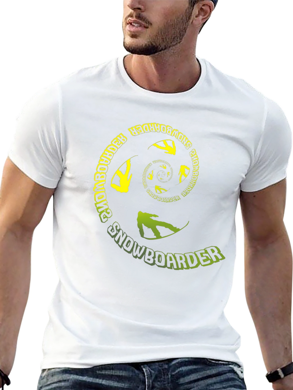 Snowboarder Spiral Graphic T-Shirt - Black