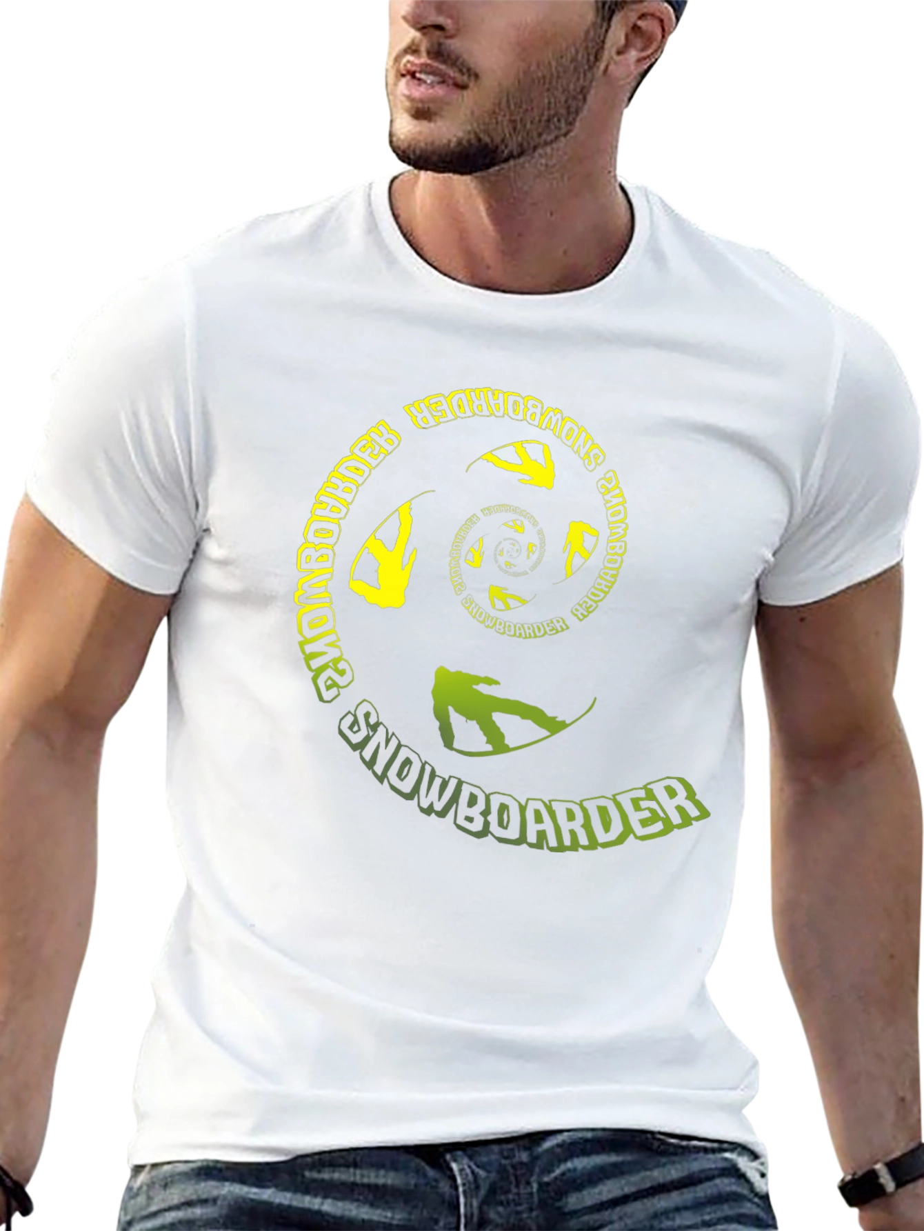 Snowboarder Spiral Graphic T-Shirt - Black