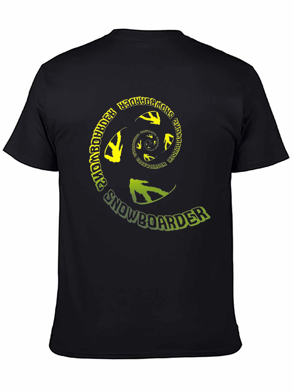 Snowboarder Spiral Graphic T-Shirt - Black