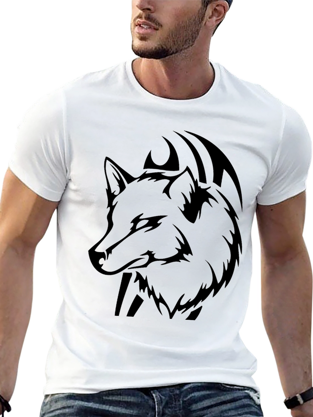 Wolf Graphic Black T-Shirt - Mens Casual Tee