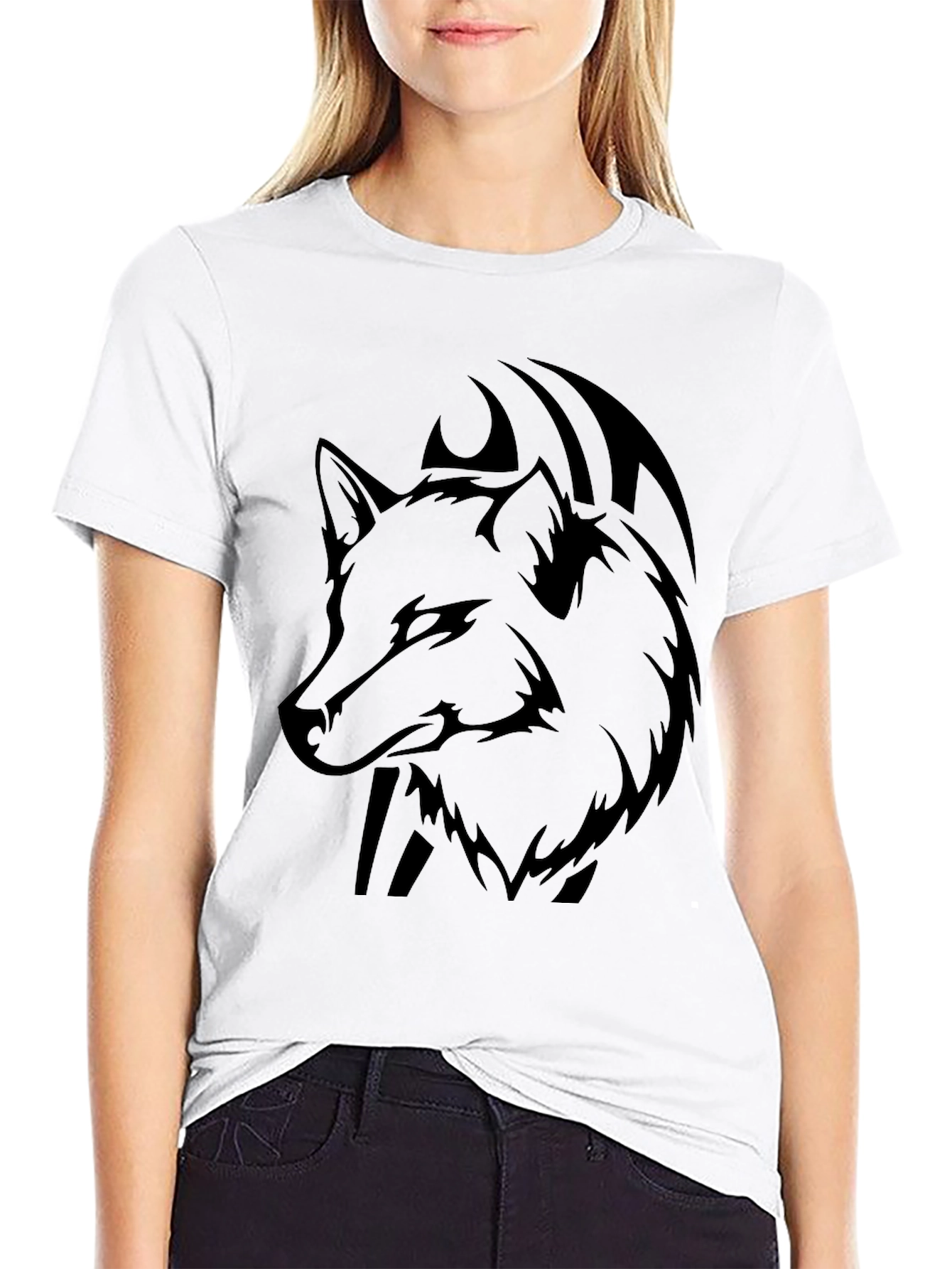 Wolf Graphic Black T-Shirt - Mens Casual Tee