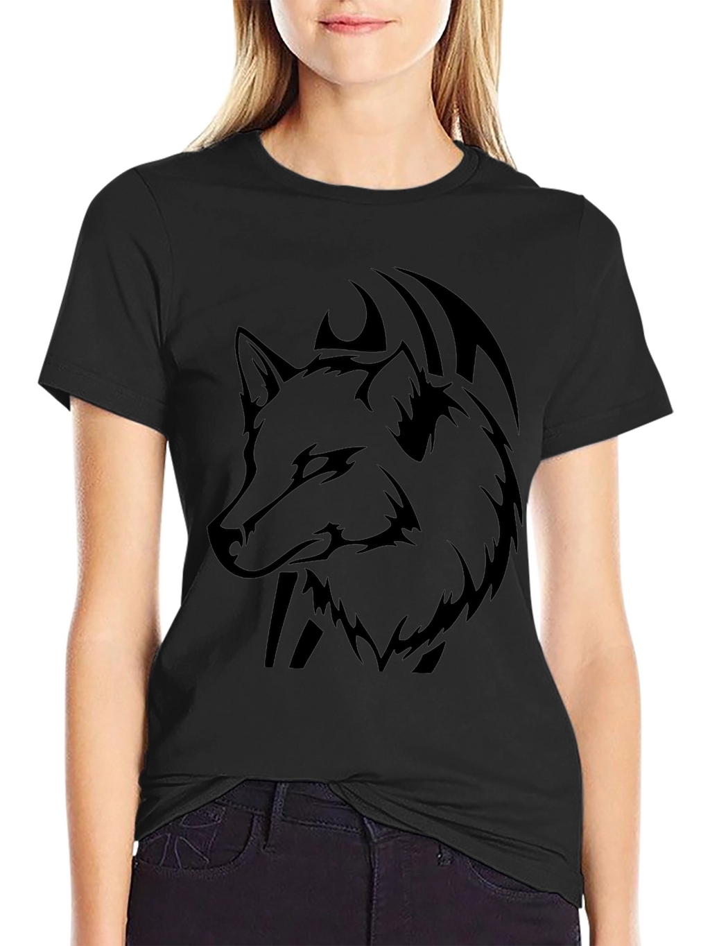 Wolf Graphic Black T-Shirt - Mens Casual Tee