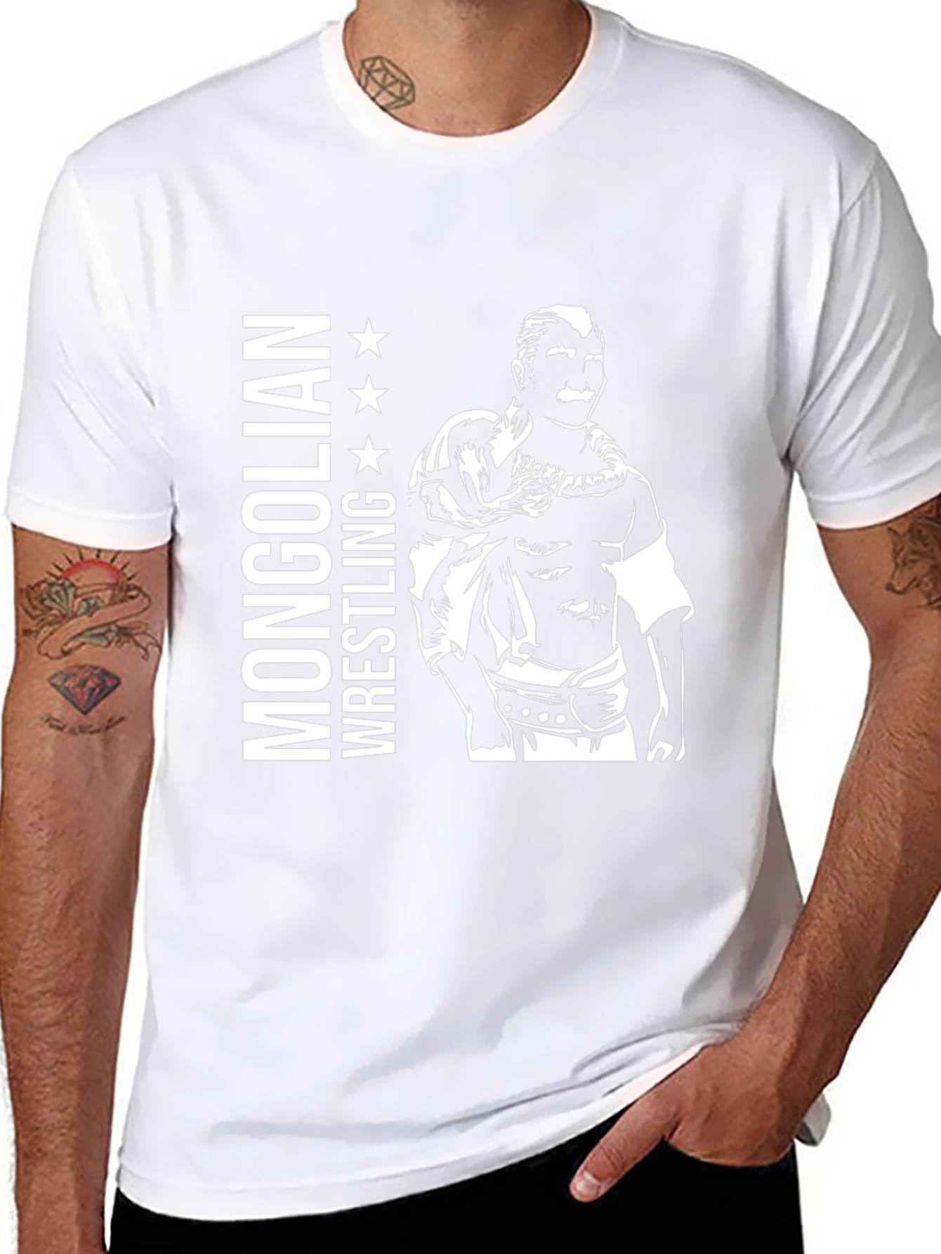 Mongolian Wrestling T-Shirt - Black Graphic Tee