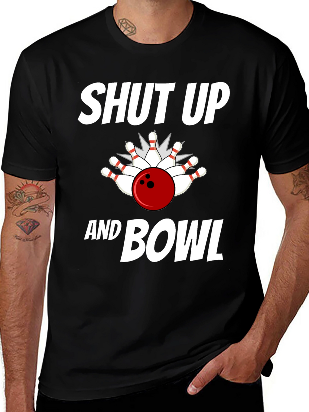 Shut Up and Bowl T-Shirt Bowling Strike Design