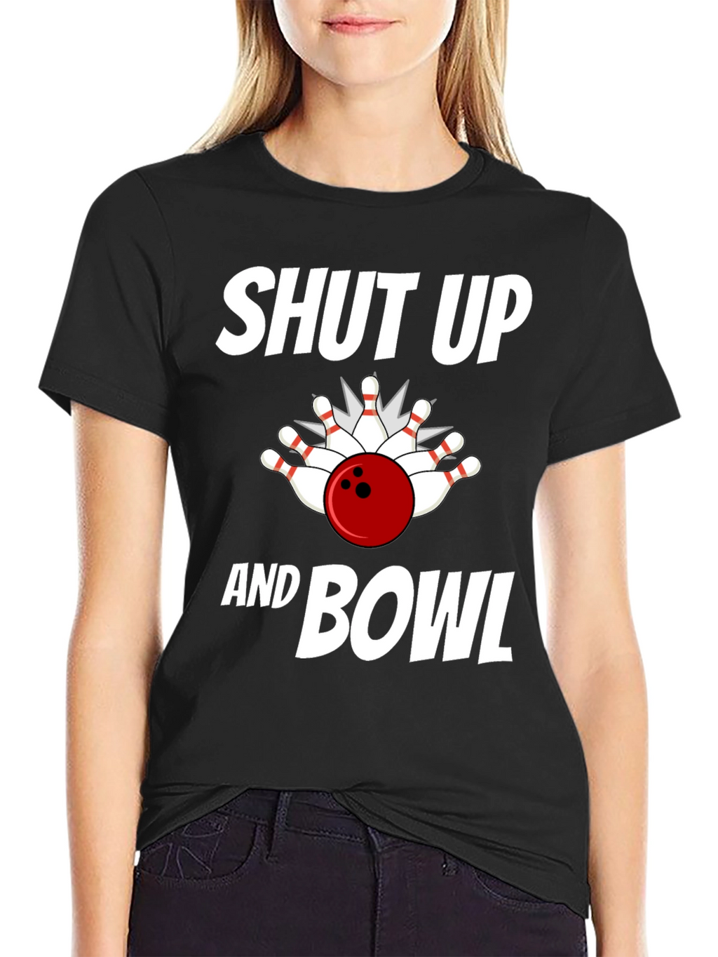 Shut Up and Bowl T-Shirt Bowling Strike Design