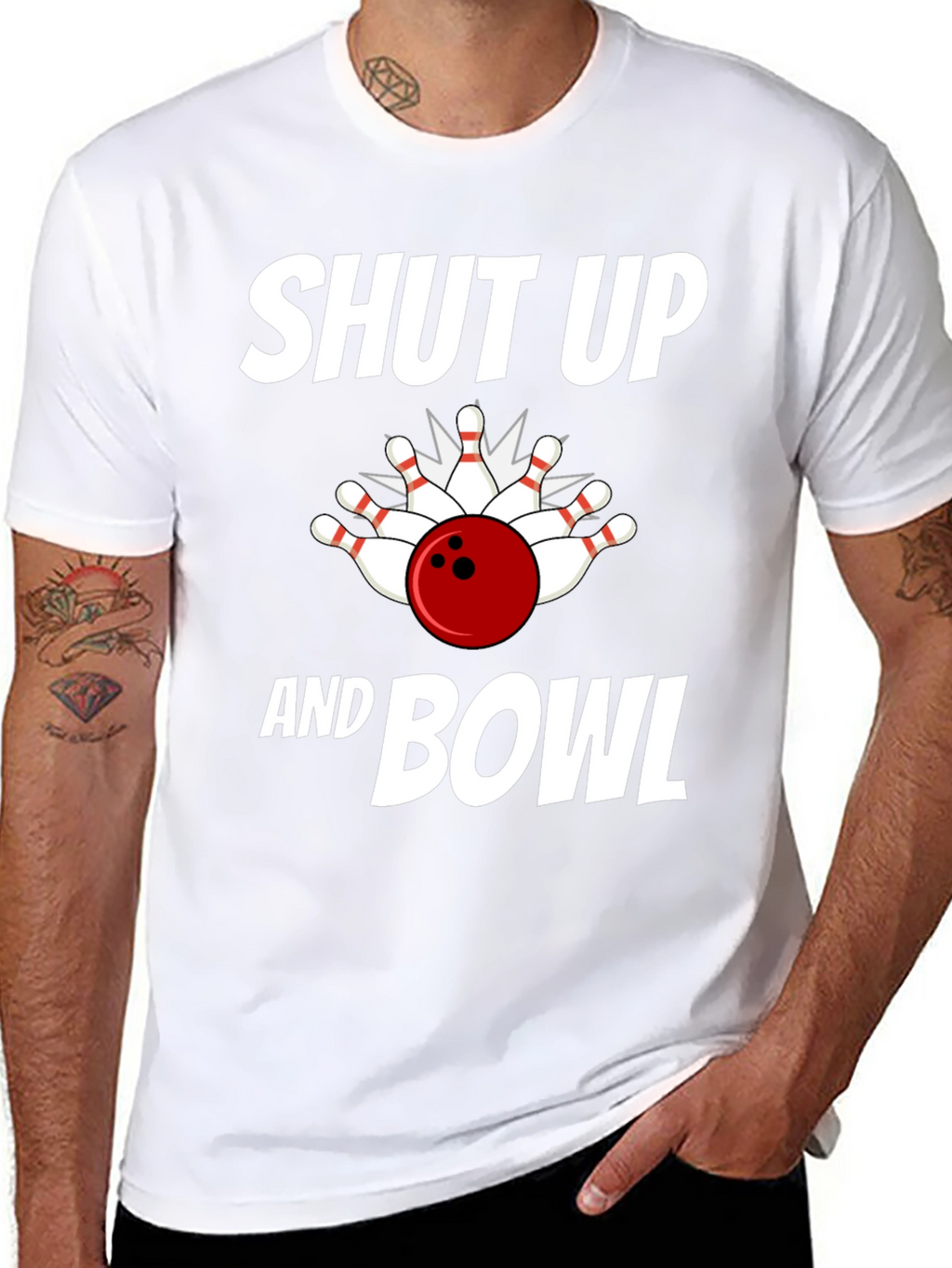 Shut Up and Bowl T-Shirt Bowling Strike Design