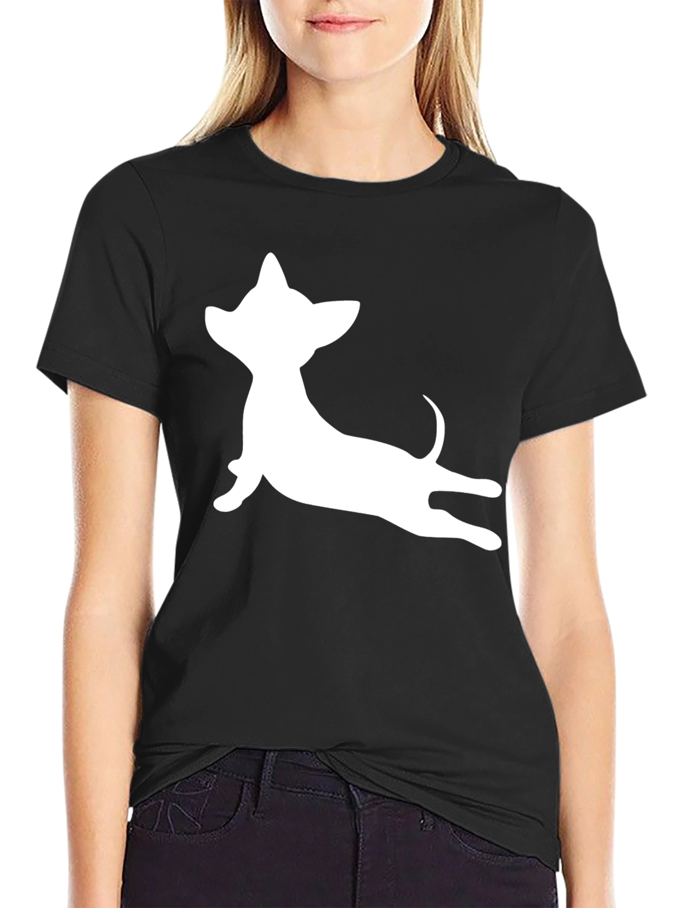 Chihuahua Silhouette T-Shirt - Casual Black Tee