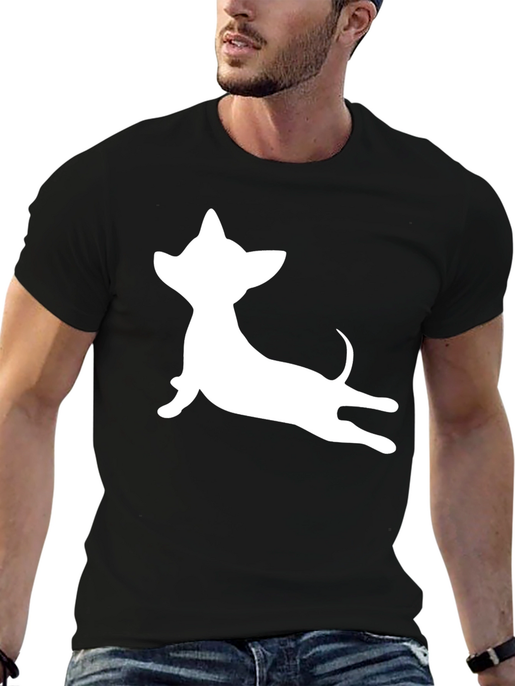 Chihuahua Silhouette T-Shirt - Casual Black Tee