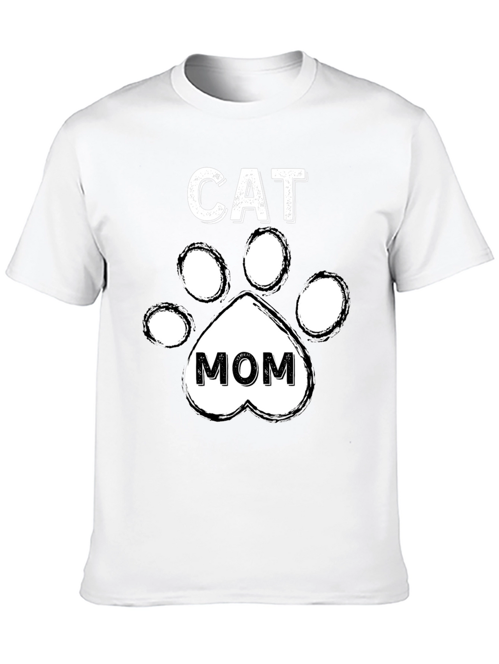 Cat Mom T-Shirt - Paw Print Design - Black