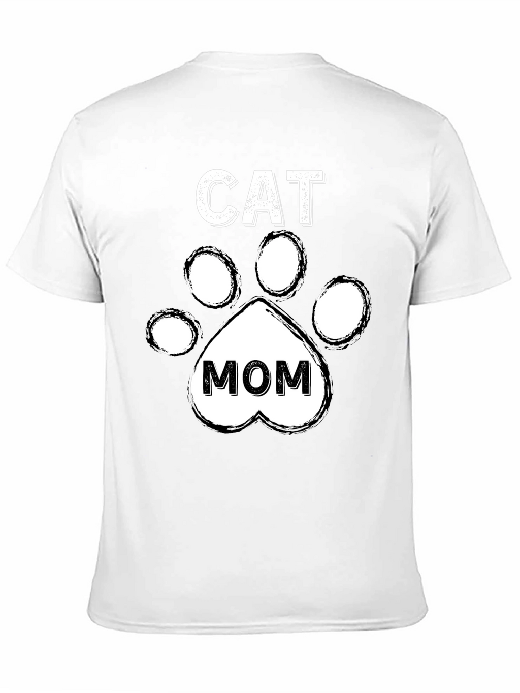 Cat Mom T-Shirt - Paw Print Design - Black