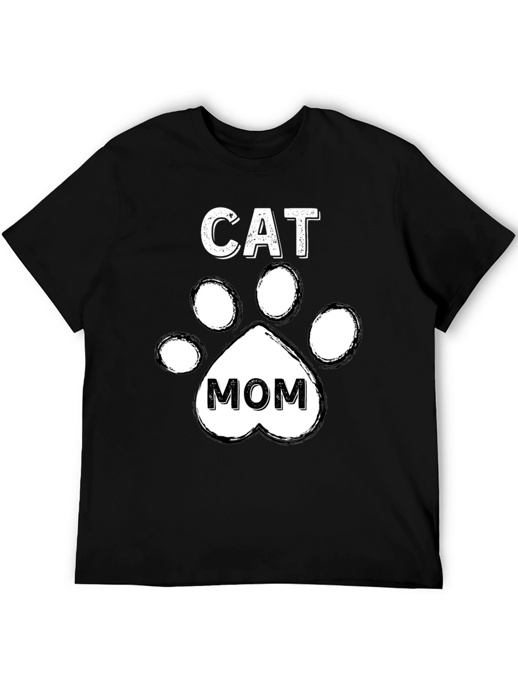 Cat Mom T-Shirt - Paw Print Design - Black