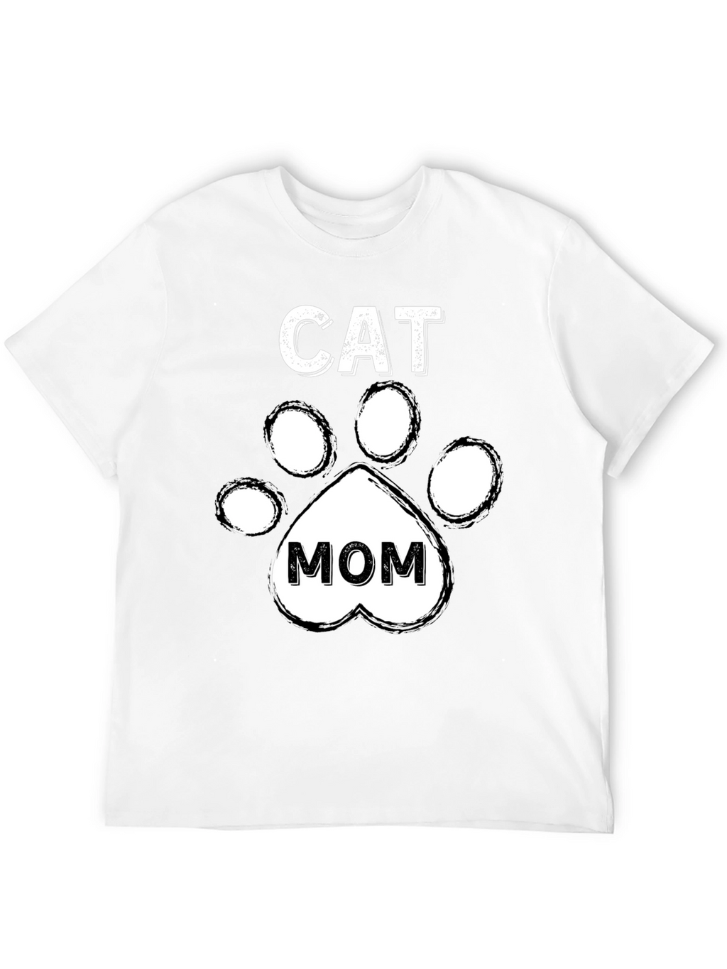 Cat Mom T-Shirt - Paw Print Design - Black
