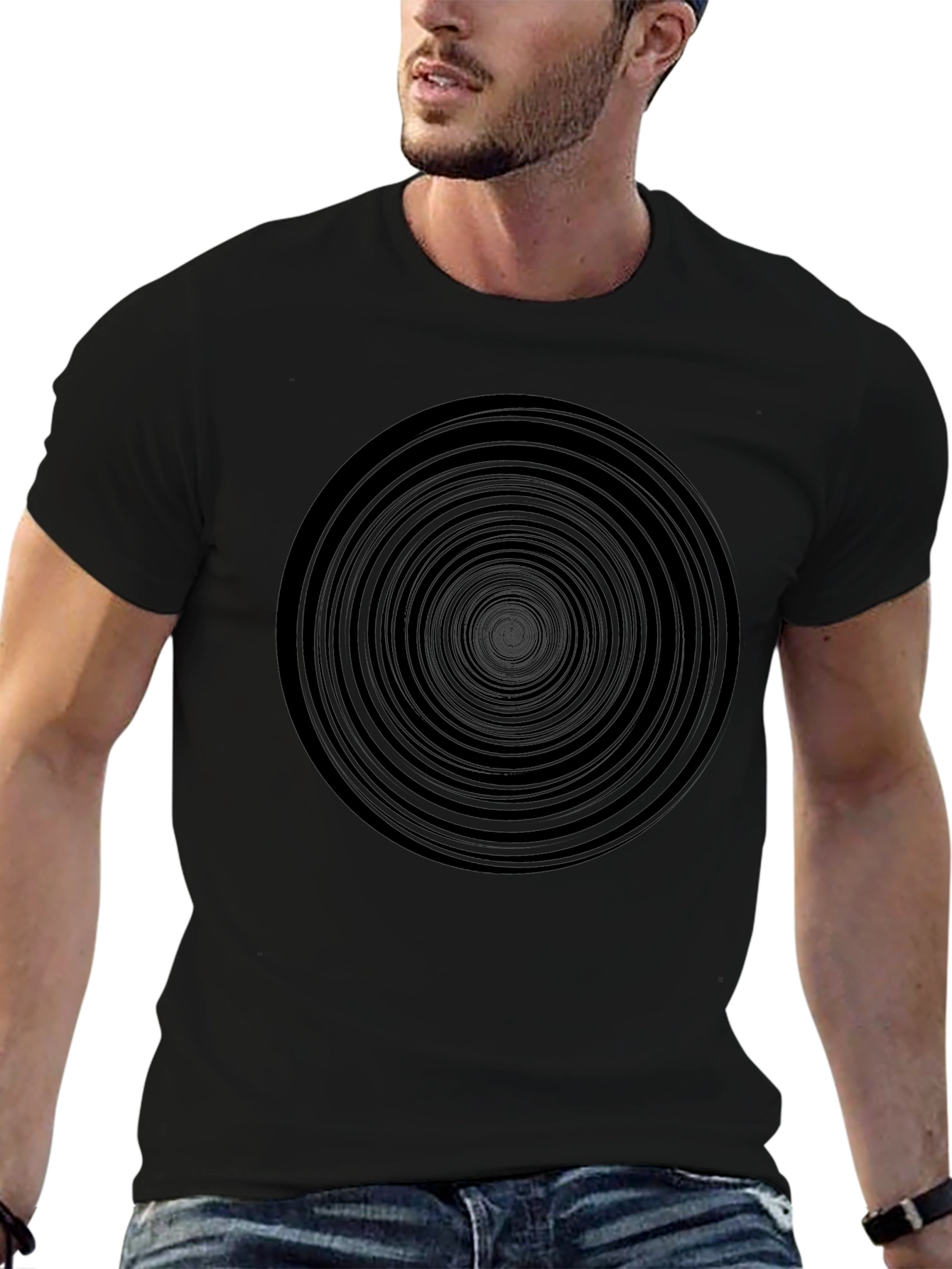 Hypnotic Spiral Black Graphic Tee