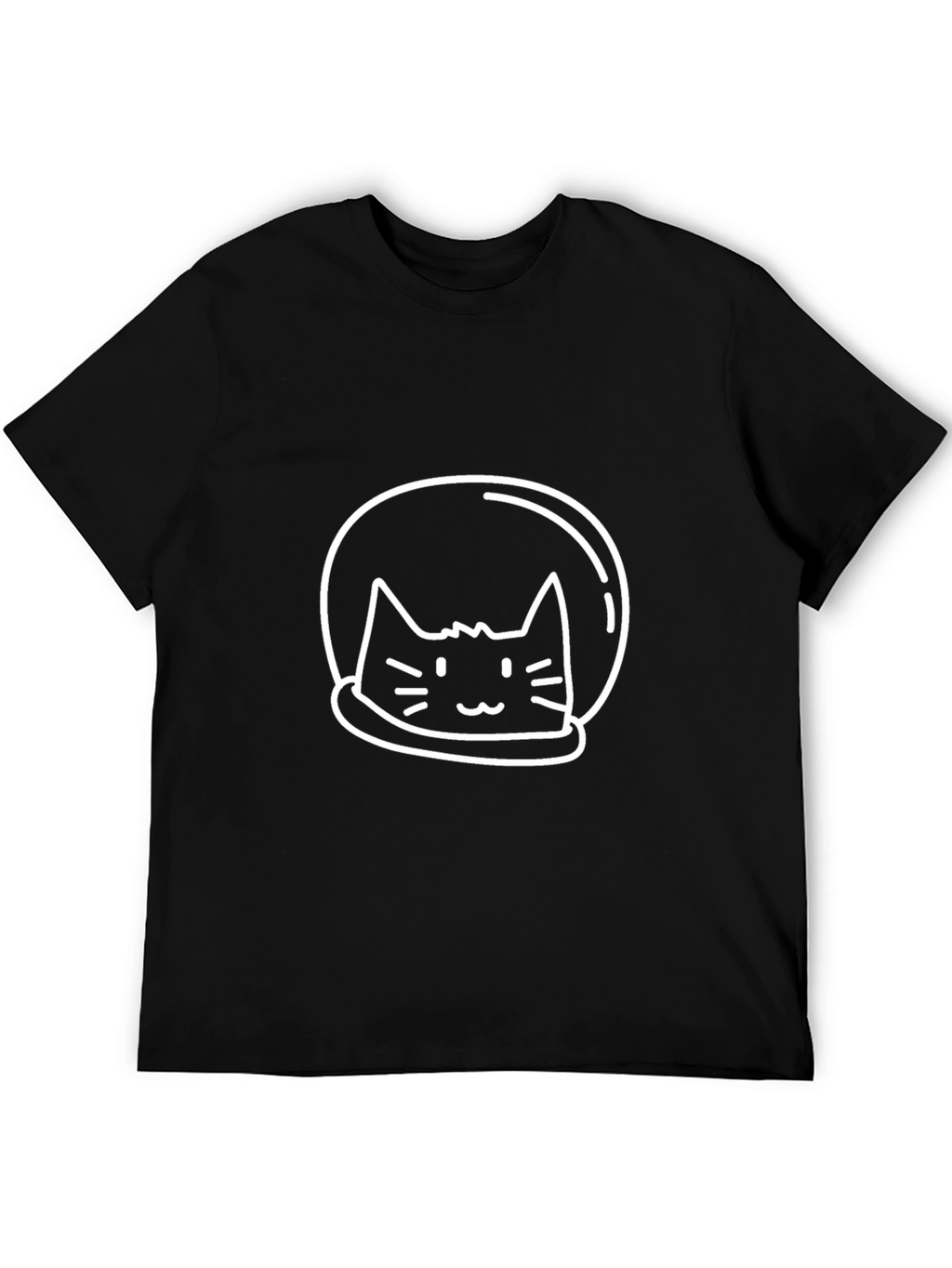 Astronaut Cat Graphic Tee - Black Cotton Casual Shirt