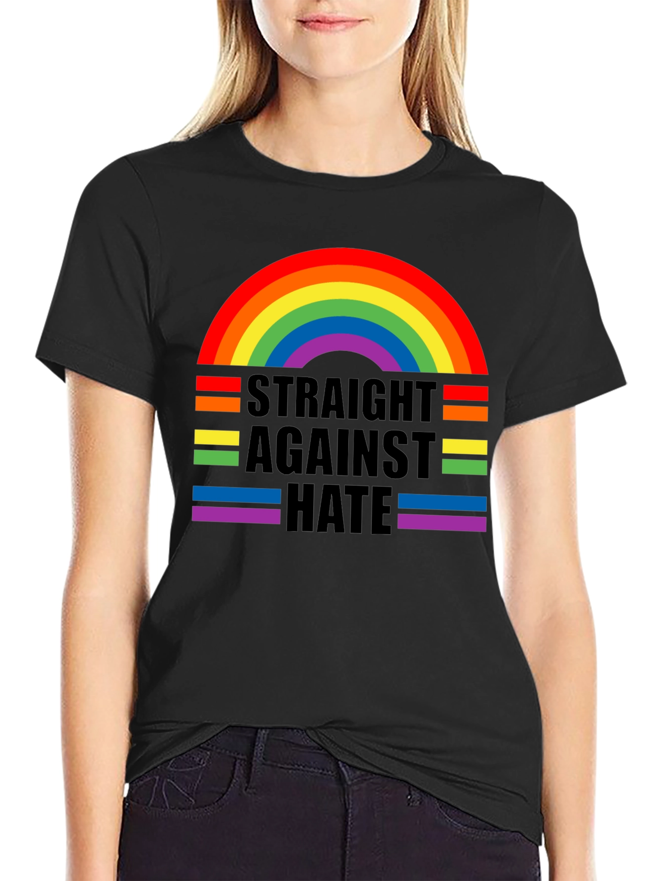 Straight Against Hate Rainbow T-Shirt
