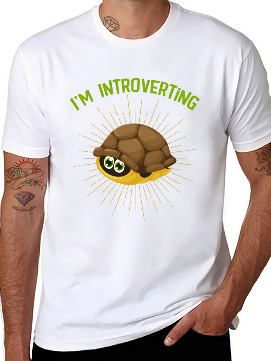 Introverting Turtle Graphic Tee - Black