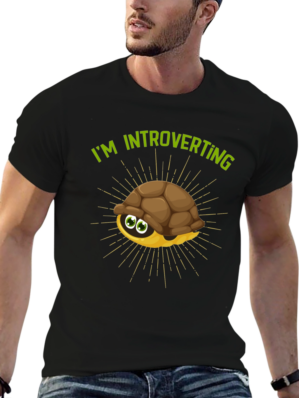 Introverting Turtle Graphic Tee - Black