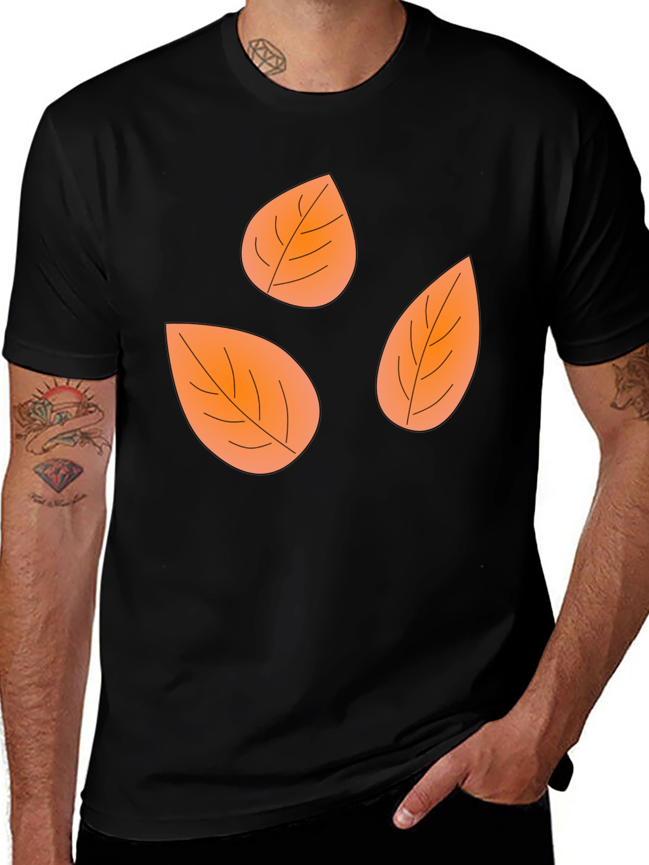 Fall Leaves Black Graphic Tee Shirt