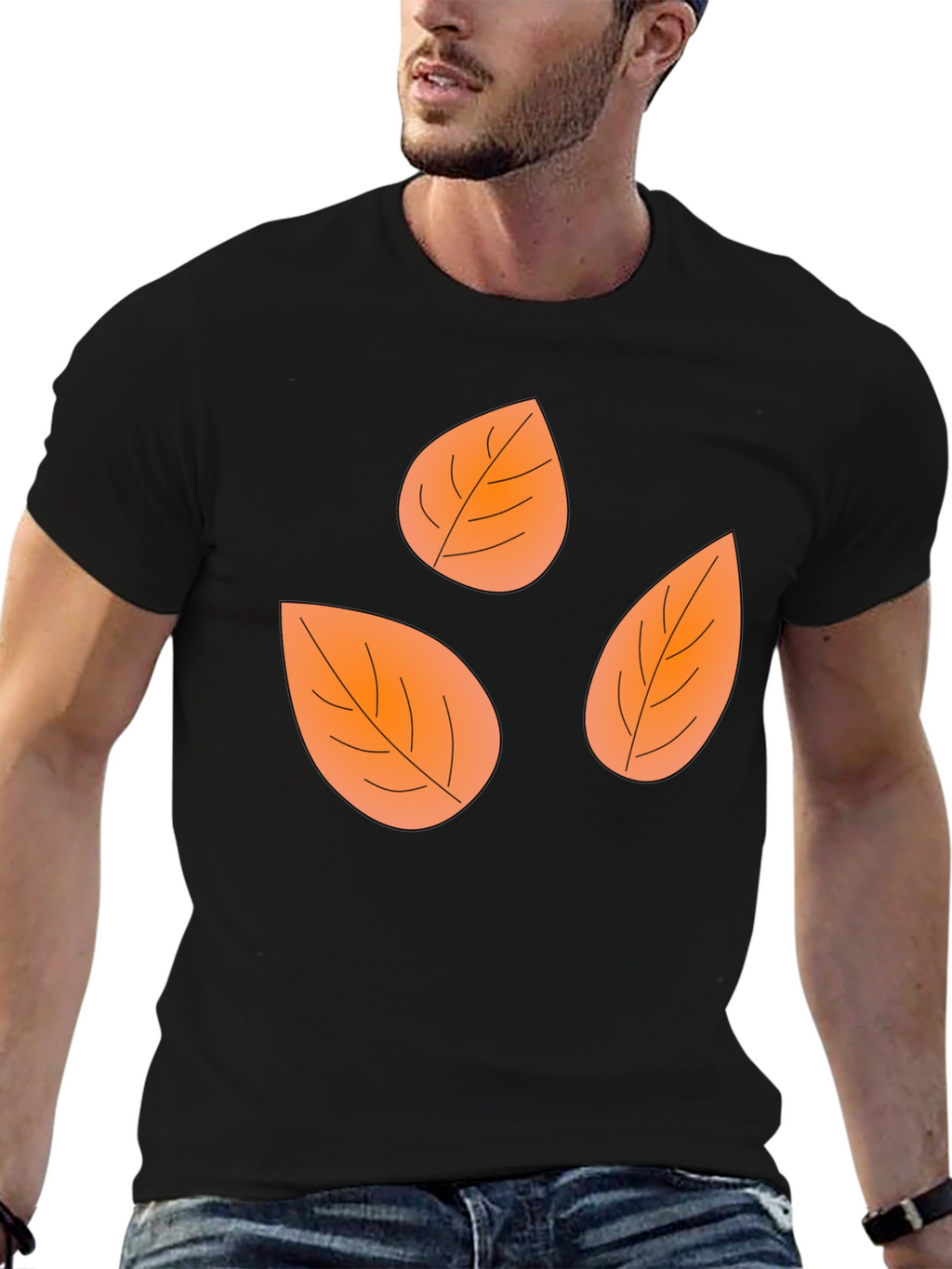 Fall Leaves Black Graphic Tee Shirt
