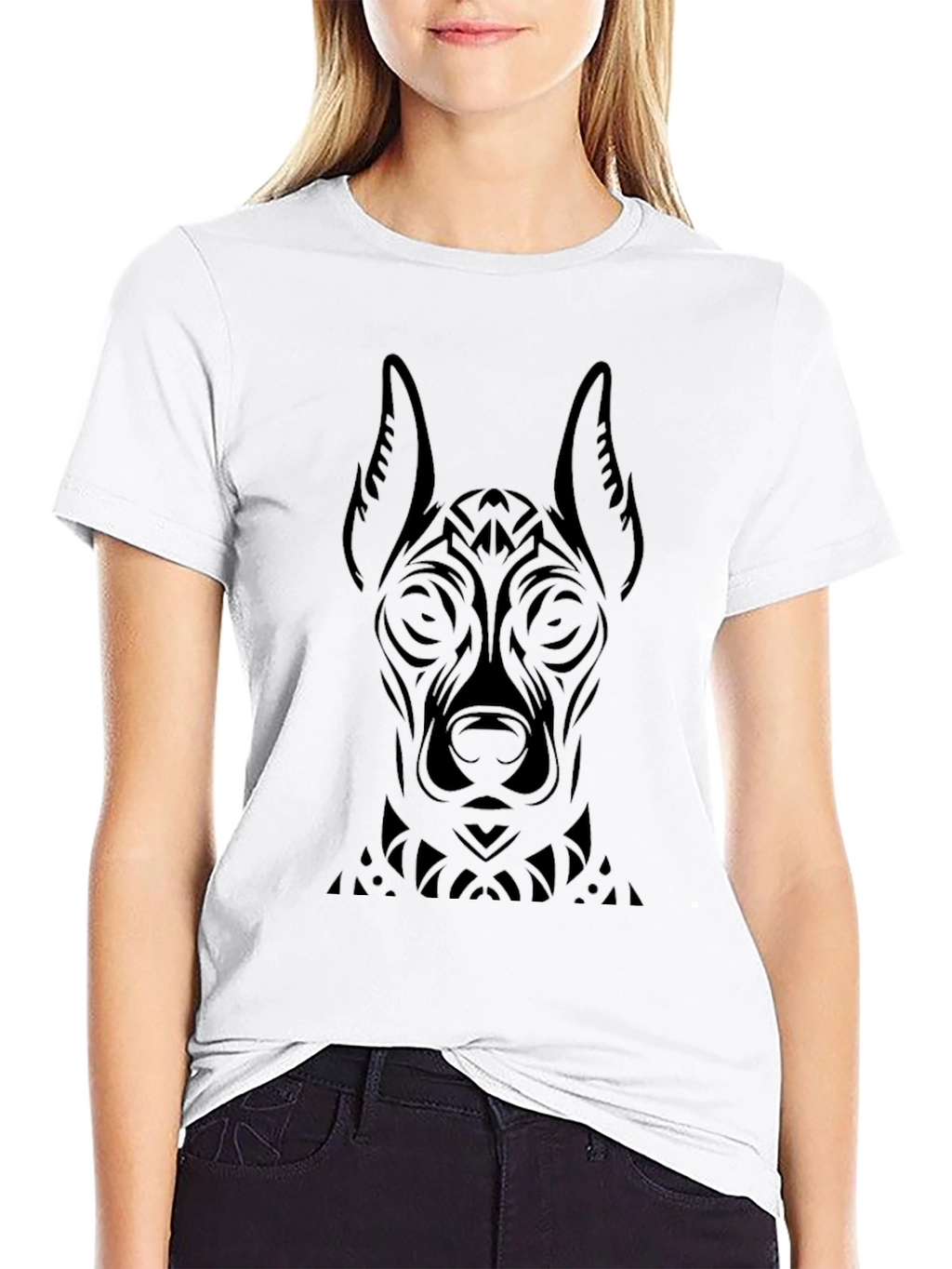 Tribal Dog Graphic Black T-Shirt