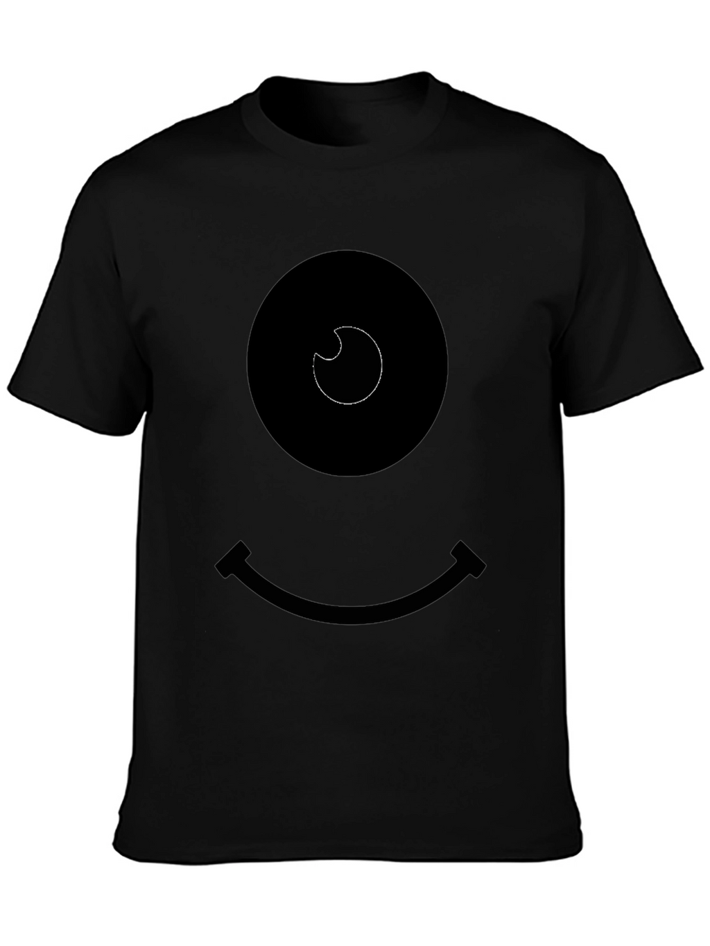 Smiley Face Graphic Tee - Black