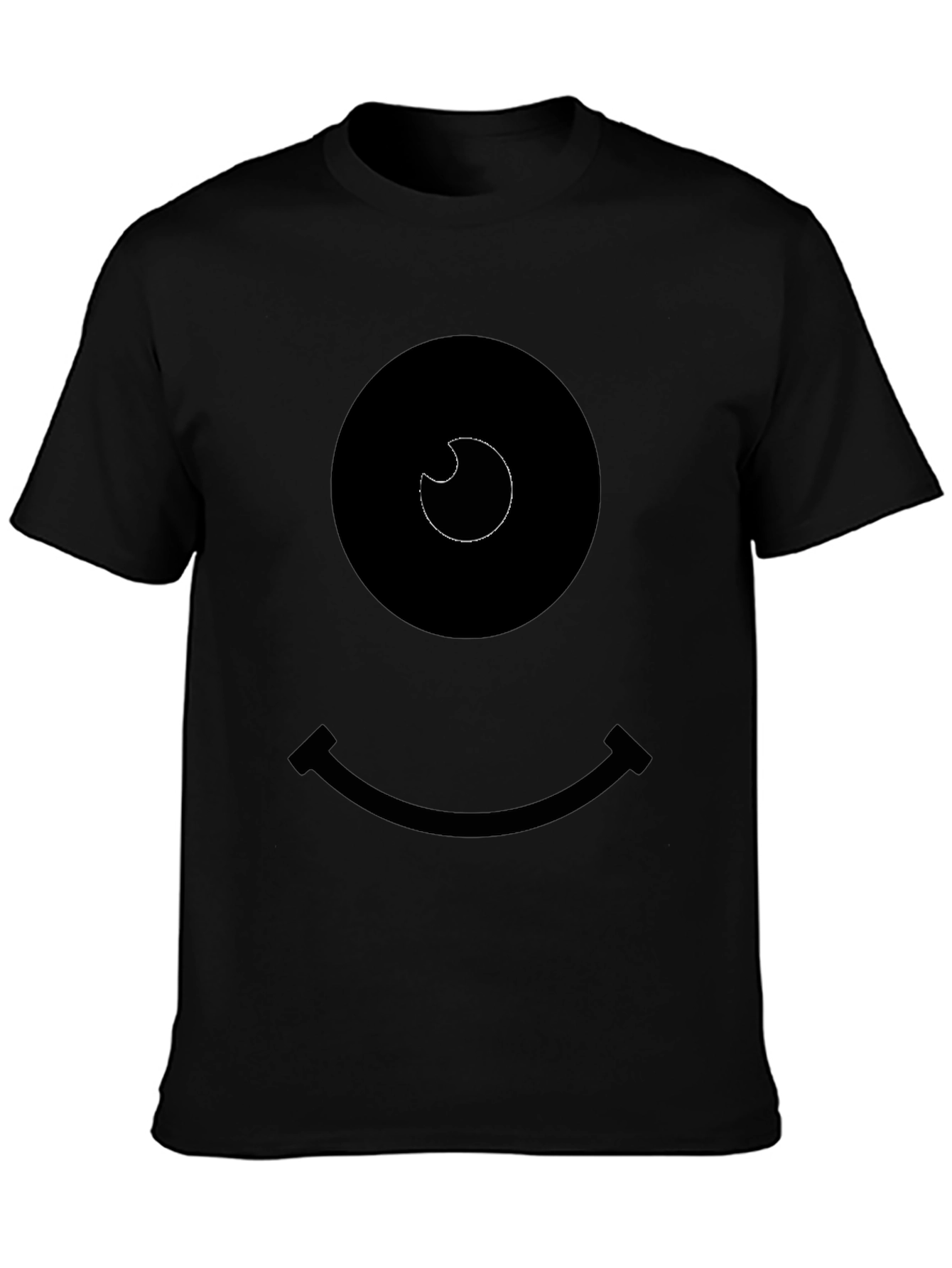 Smiley Face Graphic Tee - Black
