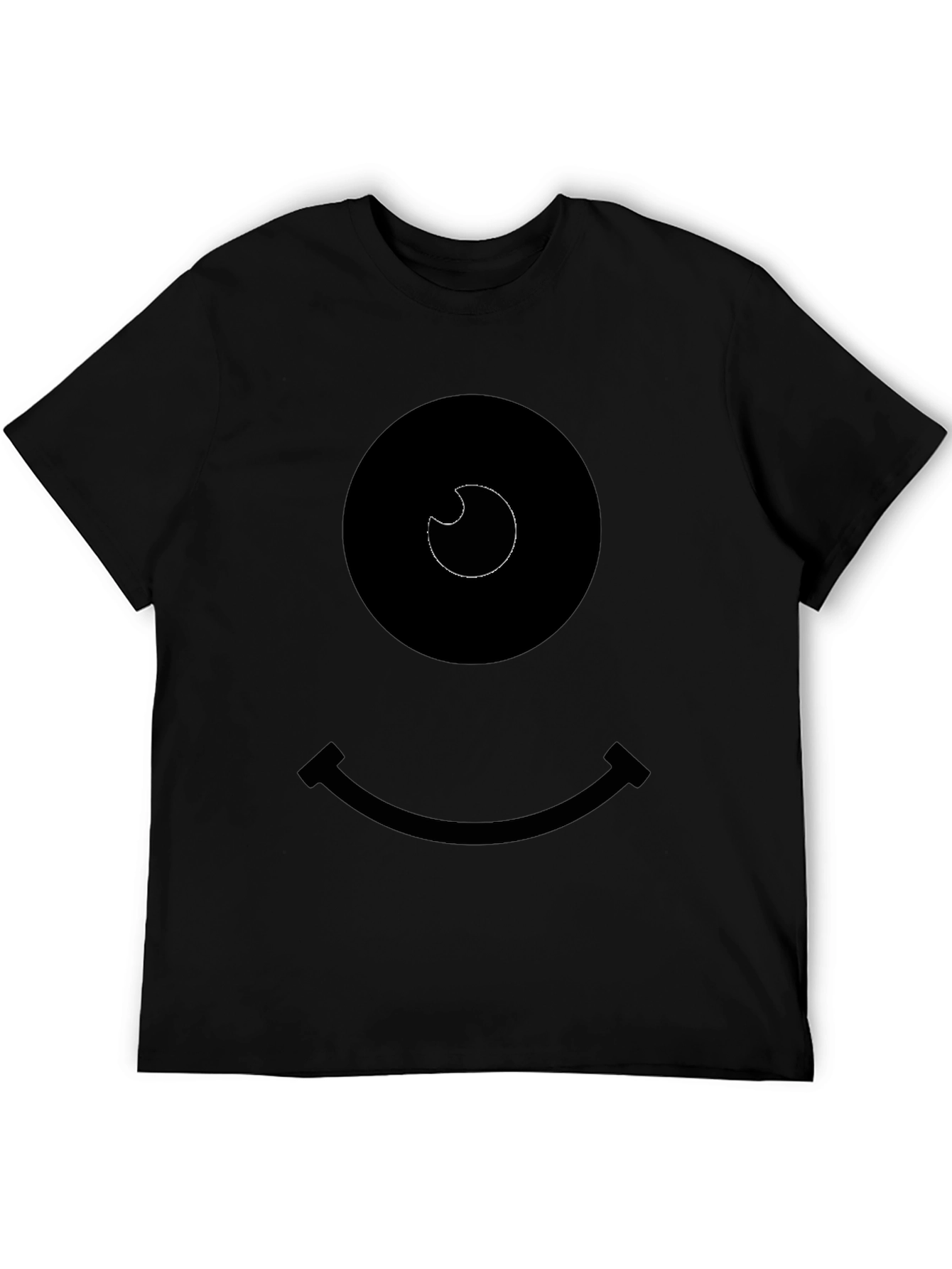 Smiley Face Graphic Tee - Black