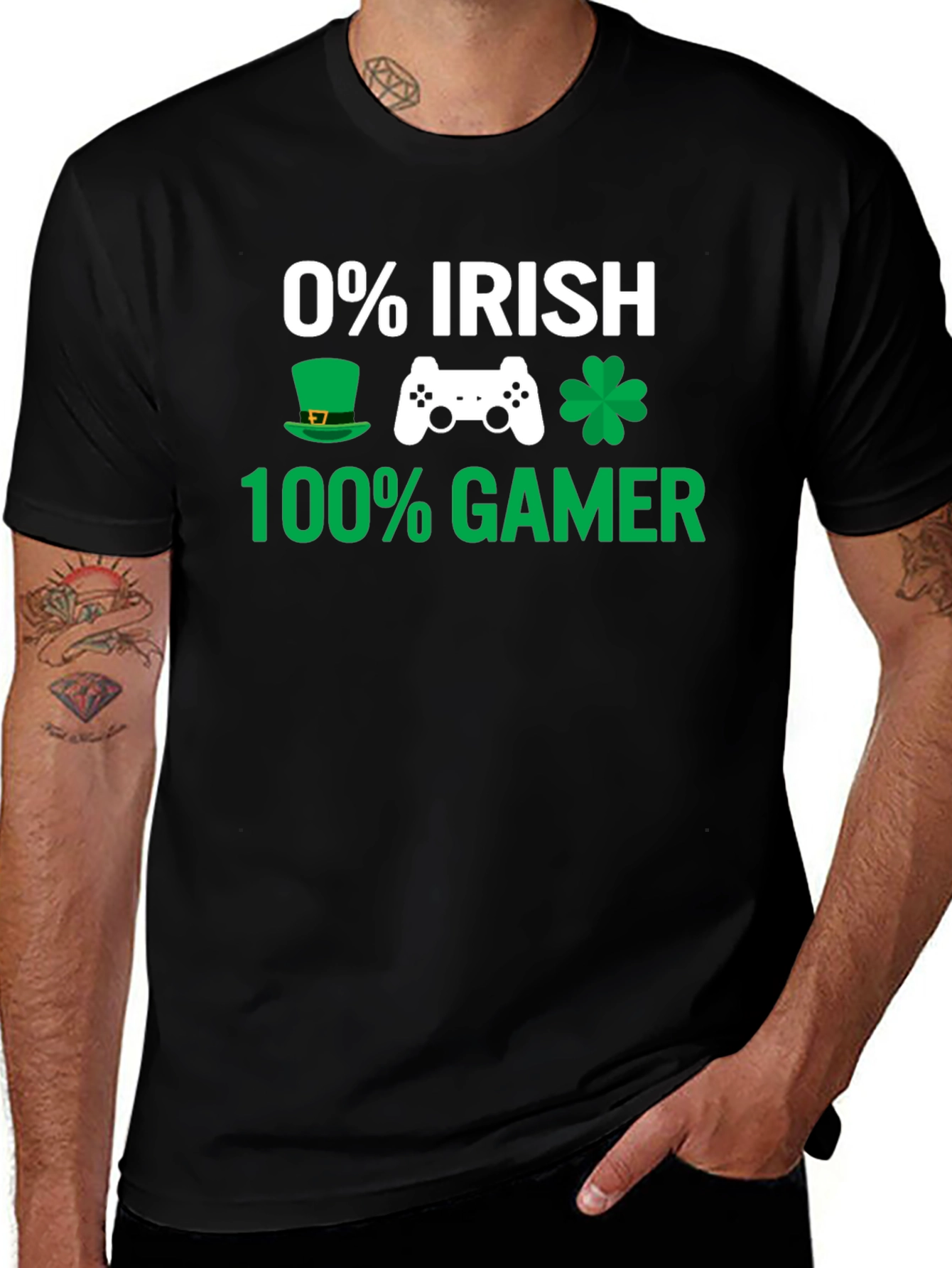 0% Irish 100% Gamer Graphic T-Shirt