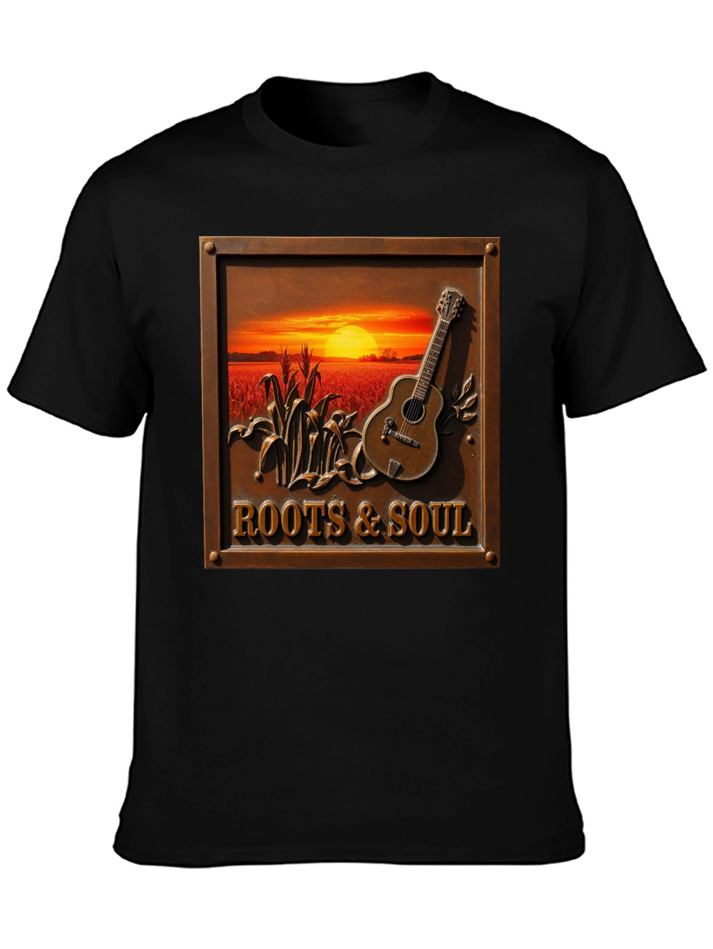 Roots & Soul Graphic Tee - Sunset Guitar Design