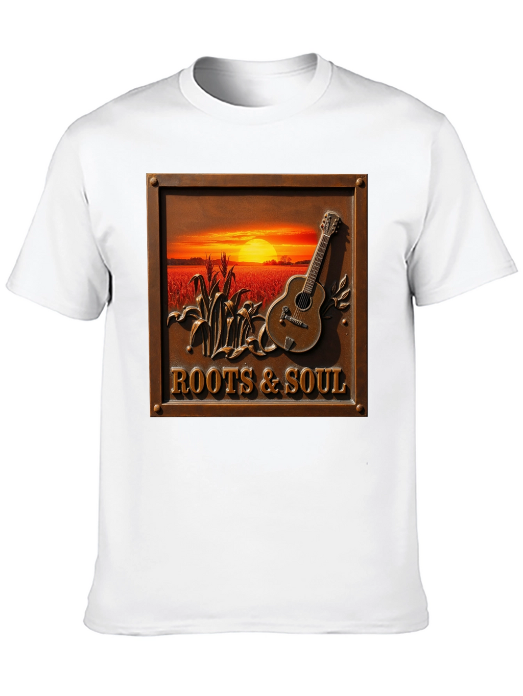 Roots & Soul Graphic Tee - Sunset Guitar Design