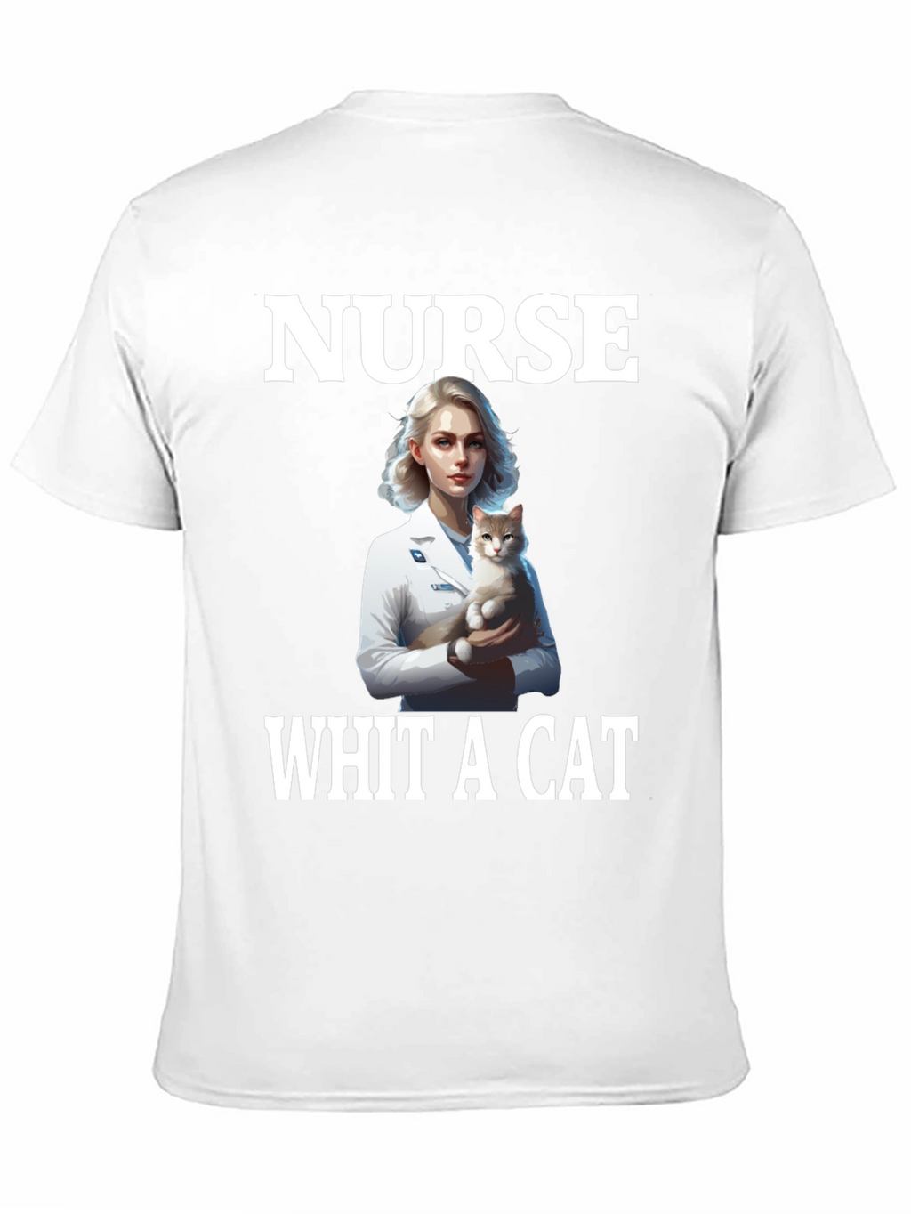 Nurse With a Cat T-Shirt Black Tee